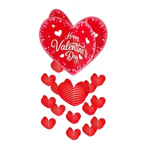 Vertical Valentine's Day hanging heart decoration with Happy Valentine's Day lettering