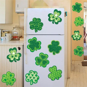 Set of 11 Shamrock stickers with glitter and patterns for St. Patrick's Day decor