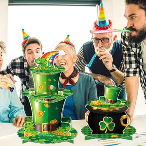 St. Patrick's Day paper honeycomb cupcake stand and pot of gold table decorations
