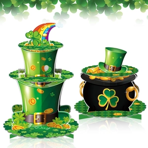 St Patricks Day Cupcake Stand Table Centerpiece Cardboard Dessert Display Holder Shamrocks Pot Of Gold Irish Party Decor