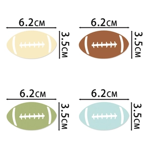 Rugby themed birthday party banners and cake toppers in four colors, size 6.2x3.5cm
