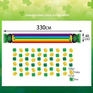 Bannière de la Saint-Patrick avec pièces d'or arc-en-ciel et autocollants trèfles