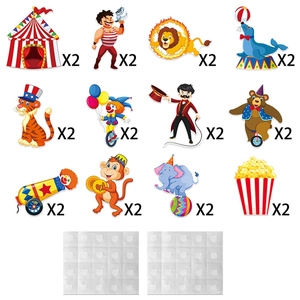 24-piece circus theme party decorations set with clown, tent and lion graphics