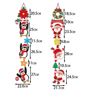 Vertical Christmas door hanging banners with Santa Claus and penguins for party decor