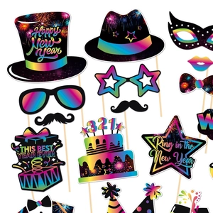 Accessoires photo Nouvel An 2026 dégradé arc-en-ciel avec motifs de feu d'artifice