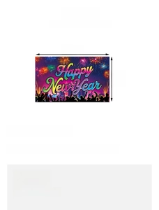 Detailed size specifications for 180x110cm Happy New Year fireworks party backdrop banner
