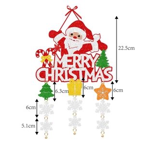 Christmas Santa Claus Merry Christmas hanging sign with snowflakes and tree ornaments