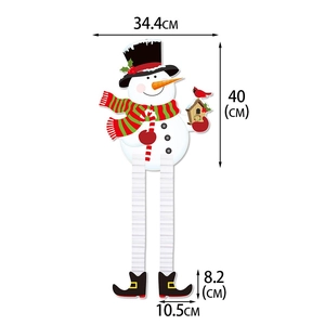 Christmas snowman hanging decoration with telescopic legs and striped scarf 40cm height