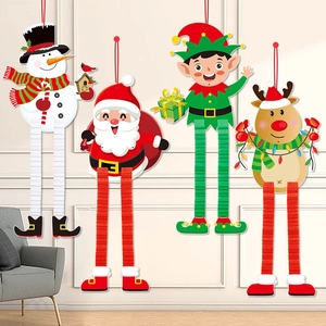 Detail of 4-pack Christmas honeycomb ornaments with retractable legs and festive characters