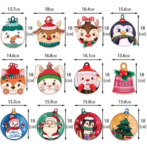 Cartoon Christmas hanging ornaments set with Santa and snowman for holiday party decor