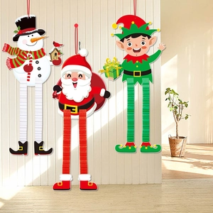 Christmas hanging decorations set featuring Santa, Reindeer and Elf with honeycomb legs