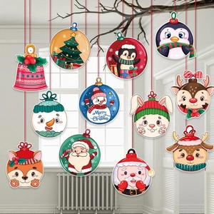 Christmas Hanging Decorations Cardstock Paper Cartoon Santa Reindeer Snowman Penguin Ceiling Decor Festive Party Supplies