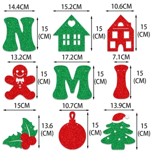 Glittery Christmas banner set with gingerbread man, tree and letters for party decor