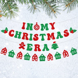Glitter Christmas Banner Garland Hanging Letter Decoration For Holiday Party New Year Home Atmosphere Ornament