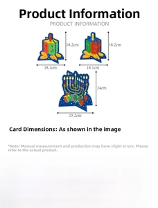 Detailed dimension guide for Hanukkah dreidel and menorah paper party table centerpieces
