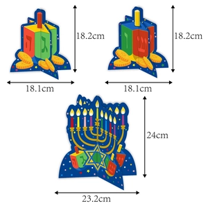 Hanukkah table decor set with Menorah and Dreidel paper centerpieces for party decoration