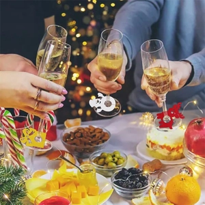 Marque-verres de Noël avec rennes et bonshommes de neige pour décoration de fête
