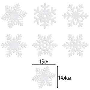 White felt snowflake coasters in seven geometric designs for Christmas table decor