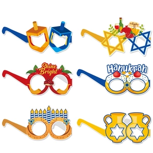 Lunettes De Fête De Hanoucca Accessoires Photo Carton Menorah Étoile De David Motifs Fête Juive Nouveauté Colorée