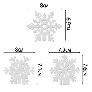 Funkelnde weiße Schneeflocken-Deko für Gläser auf Weihnachtsfeiern in drei Designs