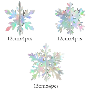 3D holographic Christmas snowflake hanging decorations in 12cm and 15cm sizes