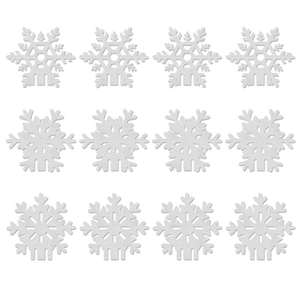 12er Set weiße Glitzer-Schneeflocken Dekoration für Weihnachtsgläser und Partygetränke