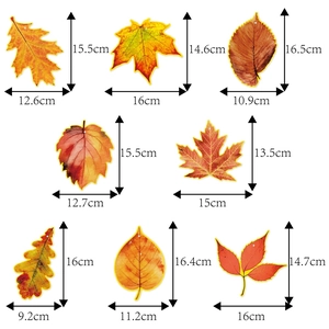 Set of 8 colorful fall leaf decorations in various autumn shapes and sizes for parties