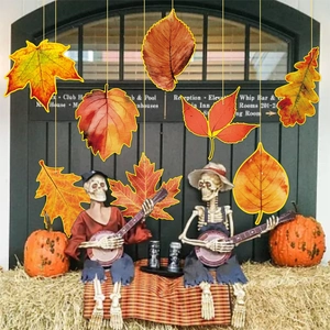 Realistic autumn maple leaf hanging decorations set for Thanksgiving party and fall festivals