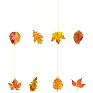 Set of 8 colorful fall maple leaf hanging ornaments for Thanksgiving party decoration