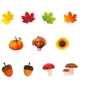 Size chart for Thanksgiving party banner with pumpkin, maple leaf and turkey motifs