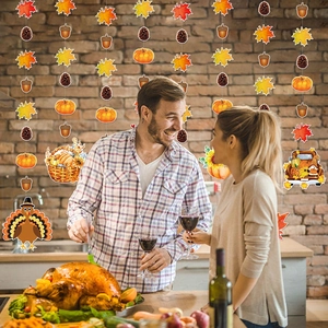 Décorations de Thanksgiving à suspendre avec feuilles d'érable et citrouilles pour la fête