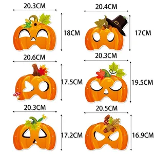 Lot de 6 masques citrouille avec dimensions détaillées pour fêtes d'automne