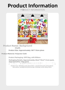 Polyester cat theme birthday backdrop size 180x110cm for party wall decoration