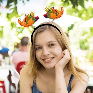 Thanksgiving headband with cornucopia design and pumpkins for harvest festival party