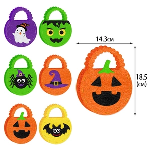 Halloween non-woven treat bags set with ghost and pumpkin designs for party favors