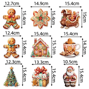 Christmas hanging swirl decorations featuring gingerbread man and classic festive motifs