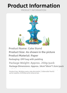 Three-tier ocean themed cardboard cupcake stand for birthday party dessert decoration