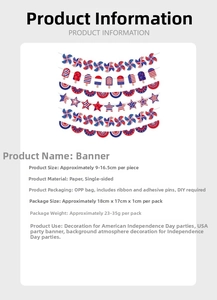 Detail view of Independence Day banner dimensions and paper material specifications