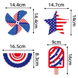 US Independence Day party decorations set with stars, fans and pinwheel banners