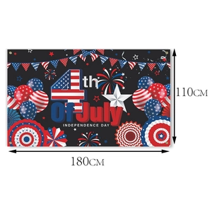 4th of July party backdrop with fireworks and balloons design, 180x110cm size banner