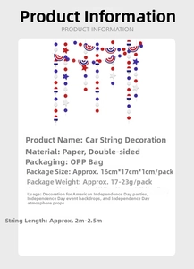 Detail view of 2.5m USA Independence Day star banner with dimensions and material info