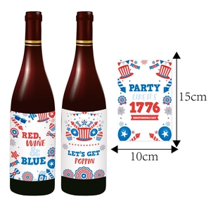 Étiquettes autocollantes de bouteille de vin pour le Jour de l'Indépendance avec motifs