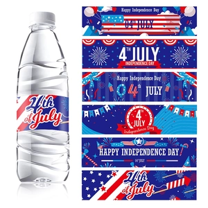 USA Independence Day Party Decoration Water Bottle Labels Stickers 4th Of July Celebration Stars Stripes Fireworks Designs