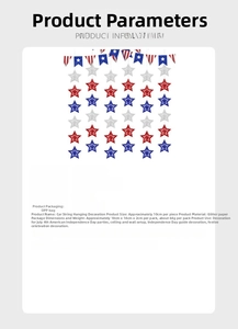 Detail of red white and blue glitter star banner for 4th of July party decor