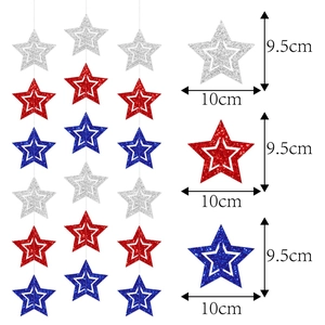 Red silver and blue glitter star bunting banner for 4th of July party decor