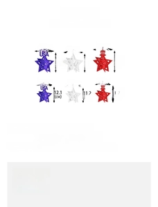 Size guide for Independence Day star ornaments featuring red white and blue dimensions