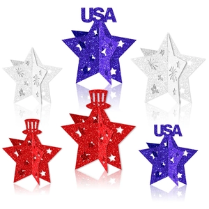 Independence Day 3D Star Table Ornaments Patriotic Glitter Paper Decoration July Fourth Party Tabletop Accents USA Theme