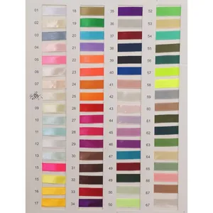 Wedding ribbon color chart with 67 vibrant satin shades for parties and events