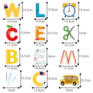 Welcome back school banner set with colorful school bus and stationery card decorations