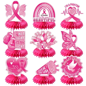 Pink Ribbon Breast Cancer Awareness Honeycomb Centerpieces For Charity Party Decorations Inspirational Paper Ornaments